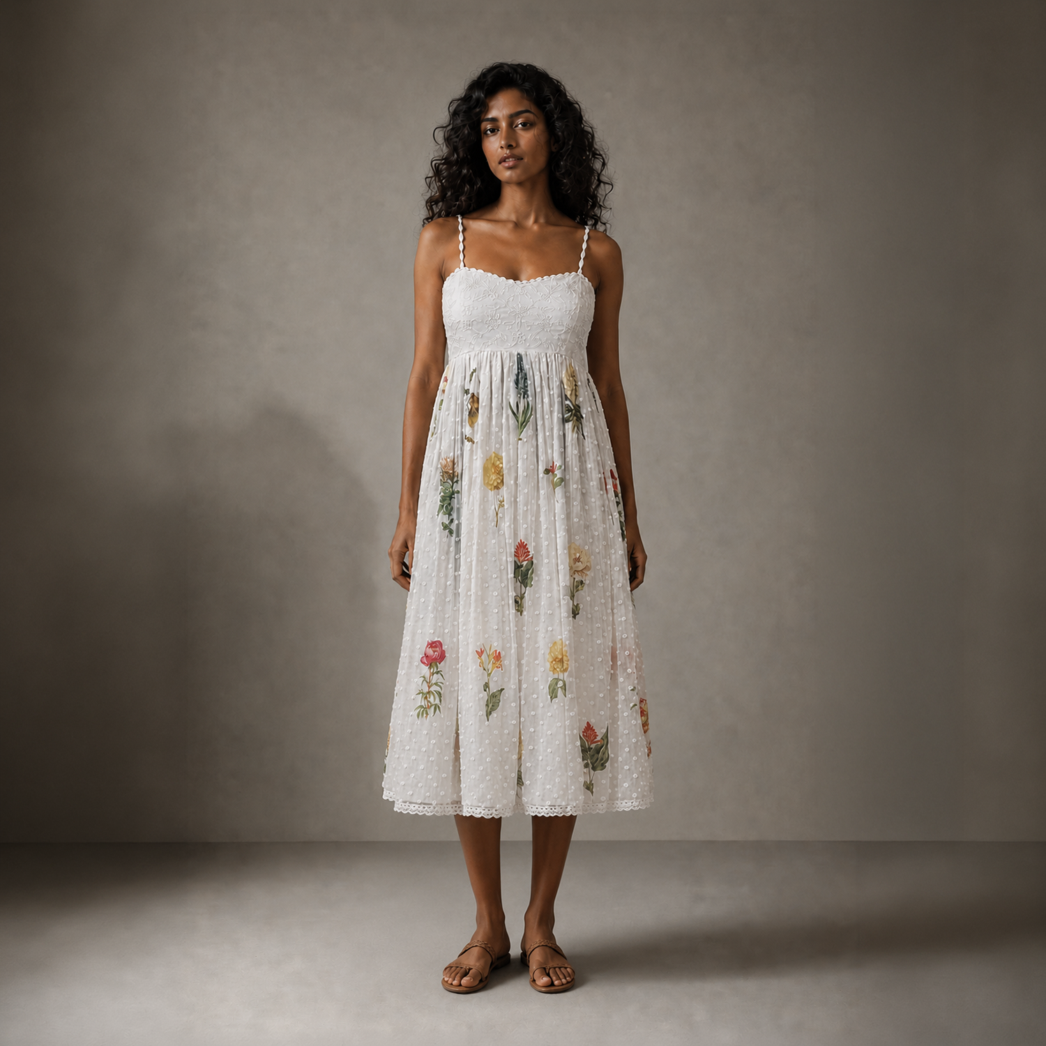 Sharon Babydoll Embroidered Dress