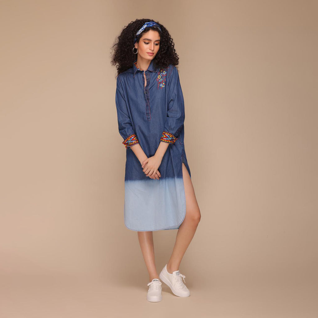 Malani Button Down Ombre Shirt Dress