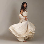 Whispering Petals – Off White Chikankari Skirt