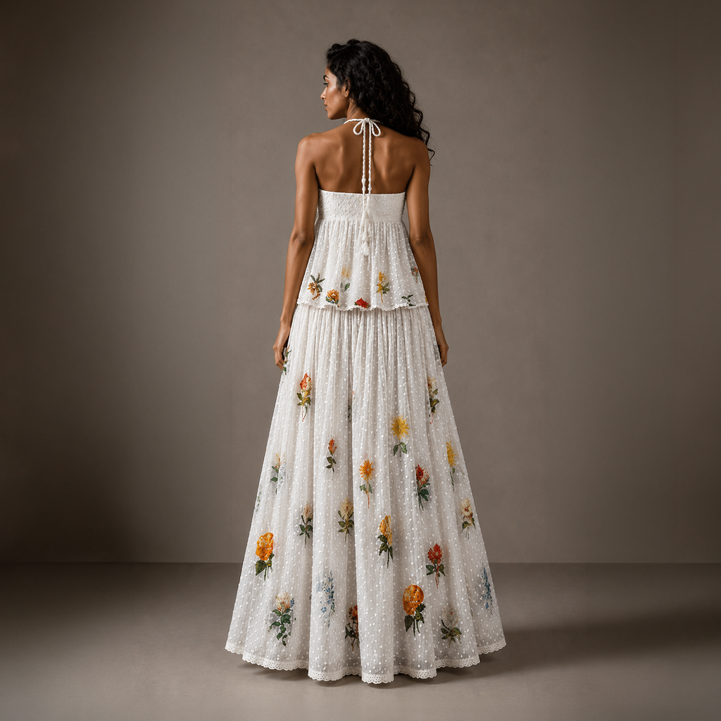 Angelina Long Embroidered Skirt