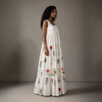 Juliana Long Embroidered Empire Dress