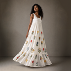 Juliana Long Embroidered Empire Dress