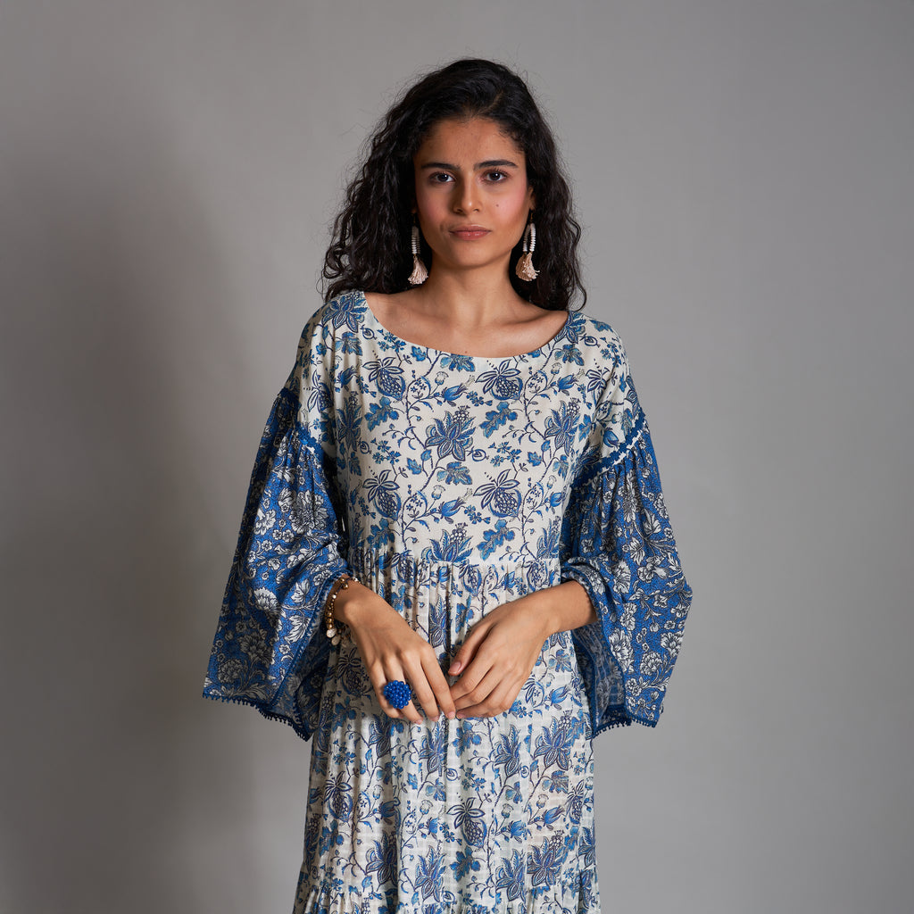 Liala Smock Tiered Two Tone Dress