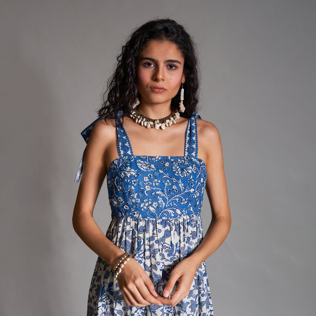 Maraia Tiered Baby Doll Tie-up Sundress