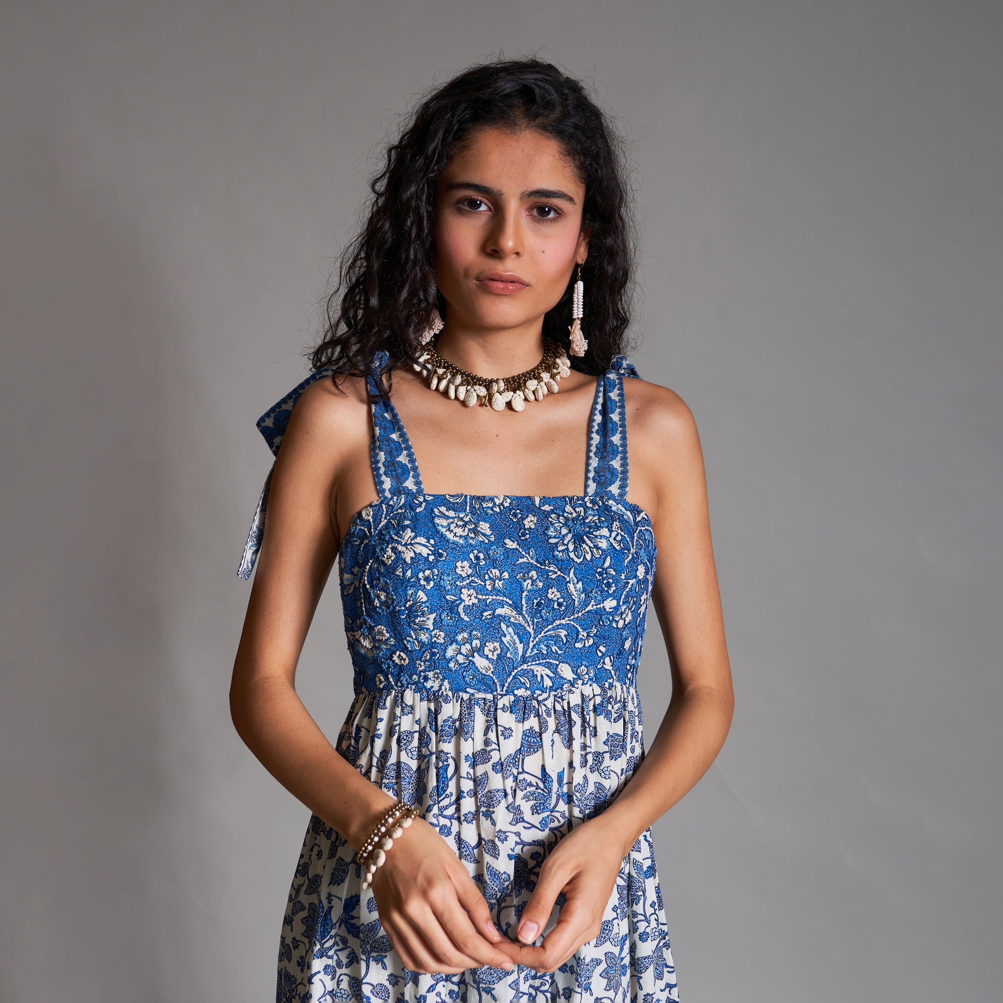 Maraia Tiered Baby Doll Tie-up Sundress