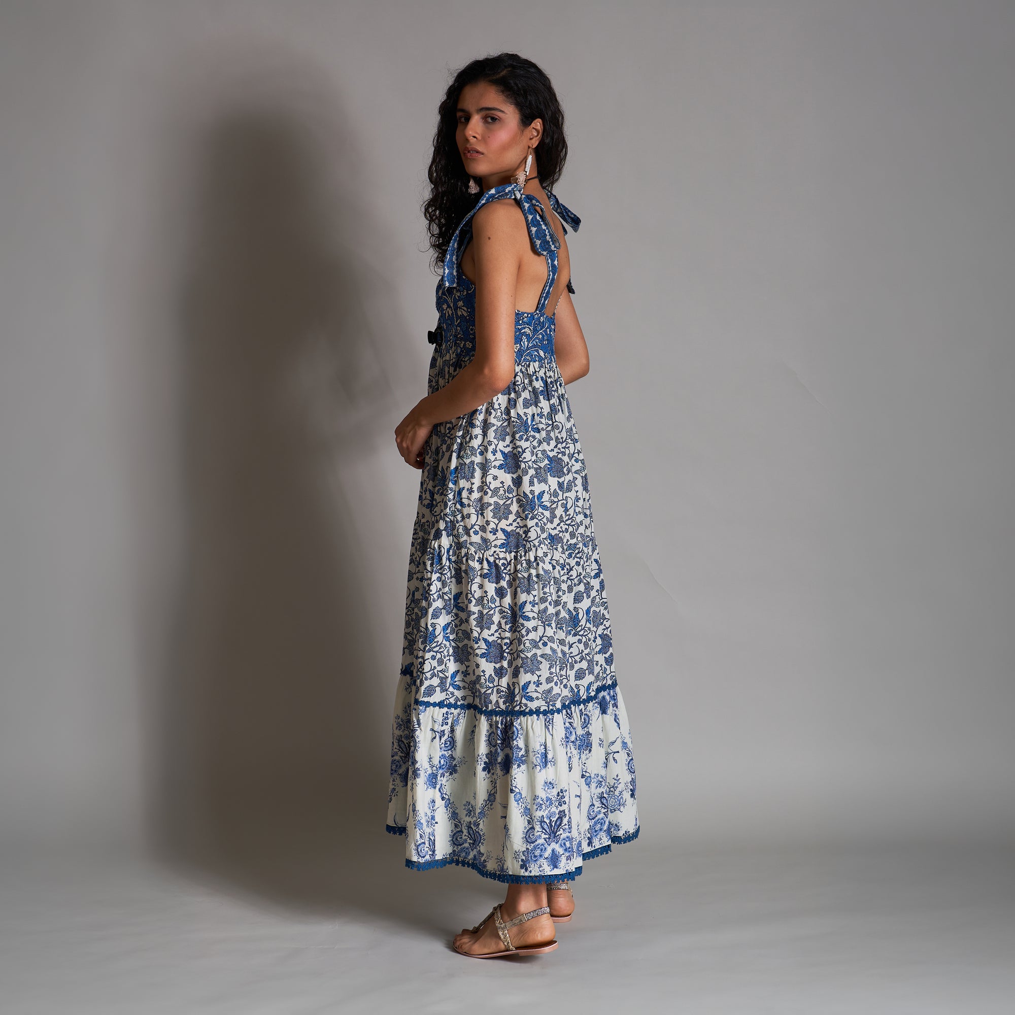 Maraia Tiered Baby Doll Tie-up Sundress