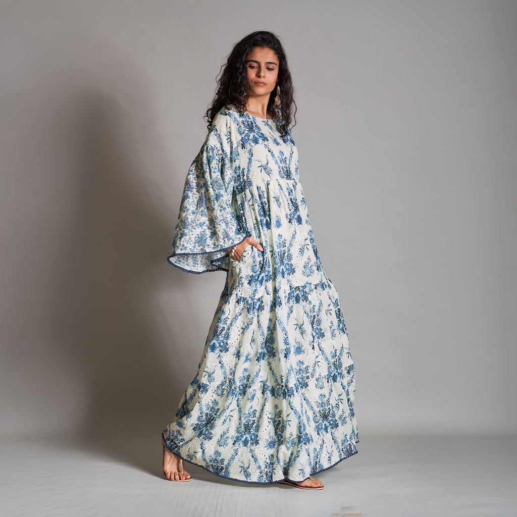 Sarah Smock Tiered Dress with Poet Sleeves