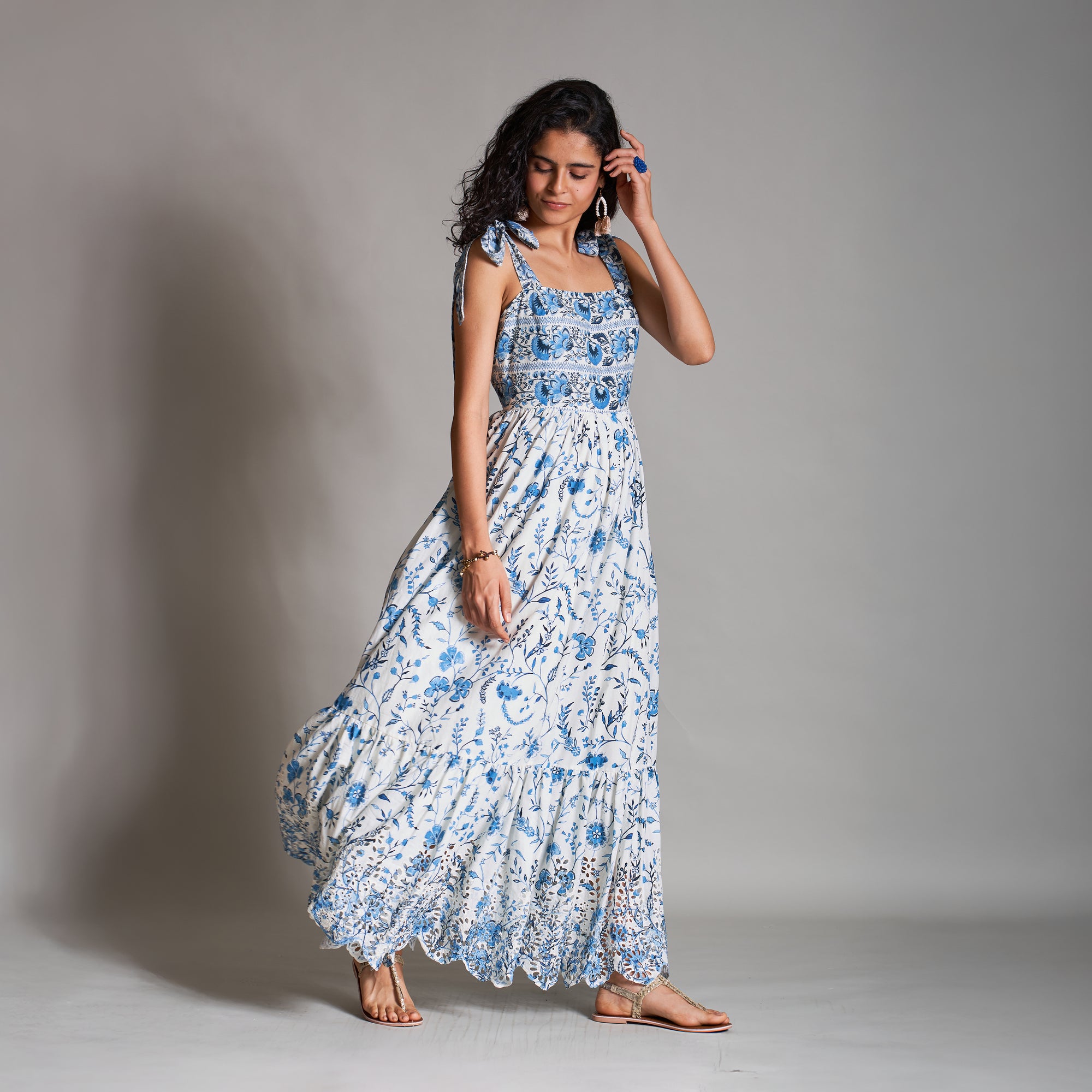 Renee Tiered Babydoll Tie Up Sundress