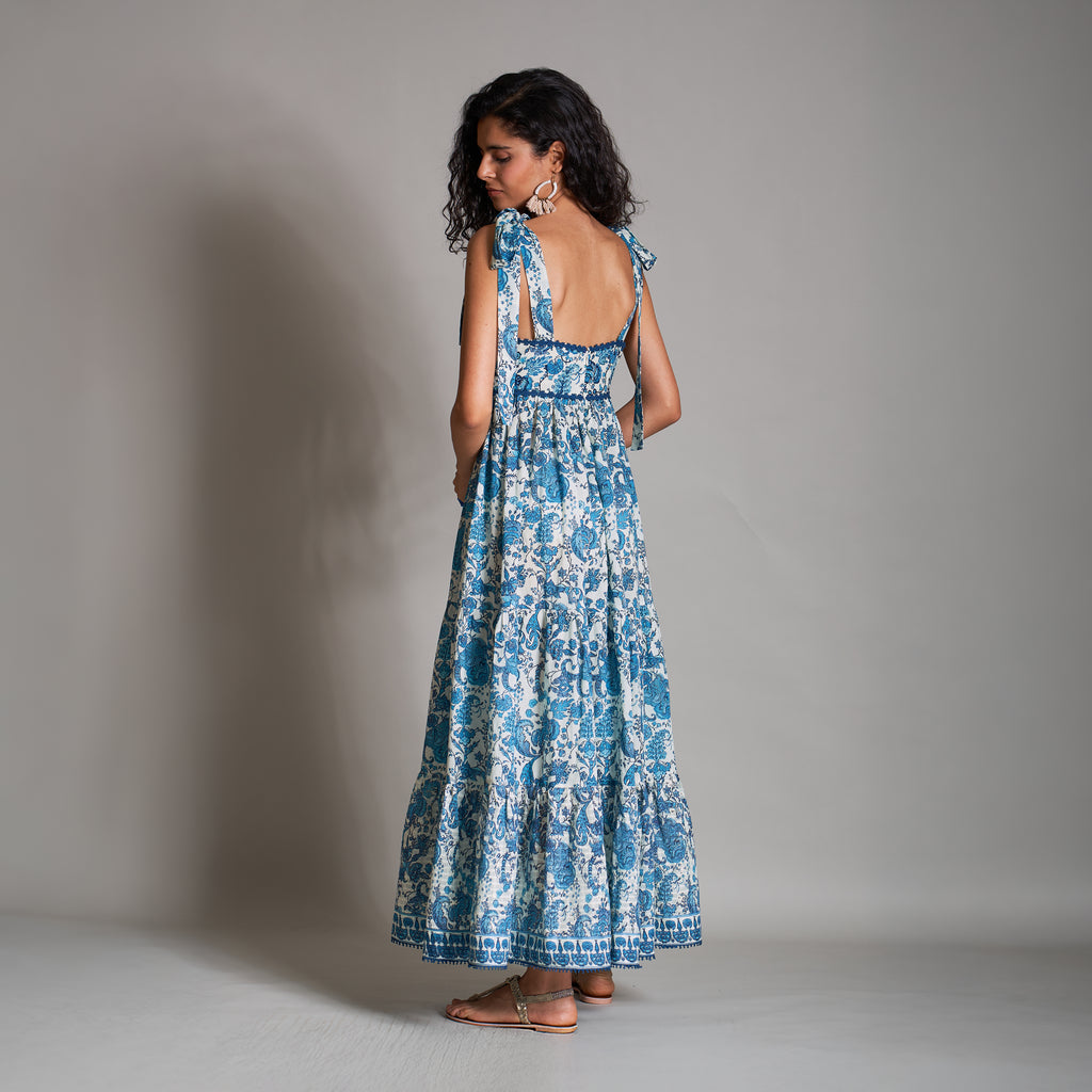 Edith Tiered Babydoll Tie Up Sundress