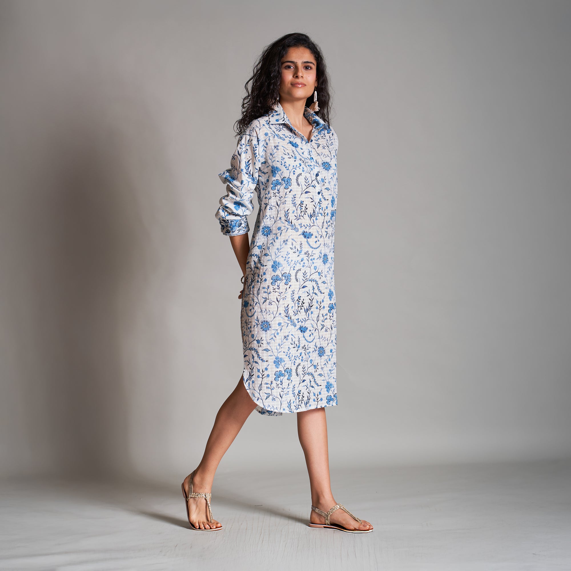 Vama Button Down Shirt Dress