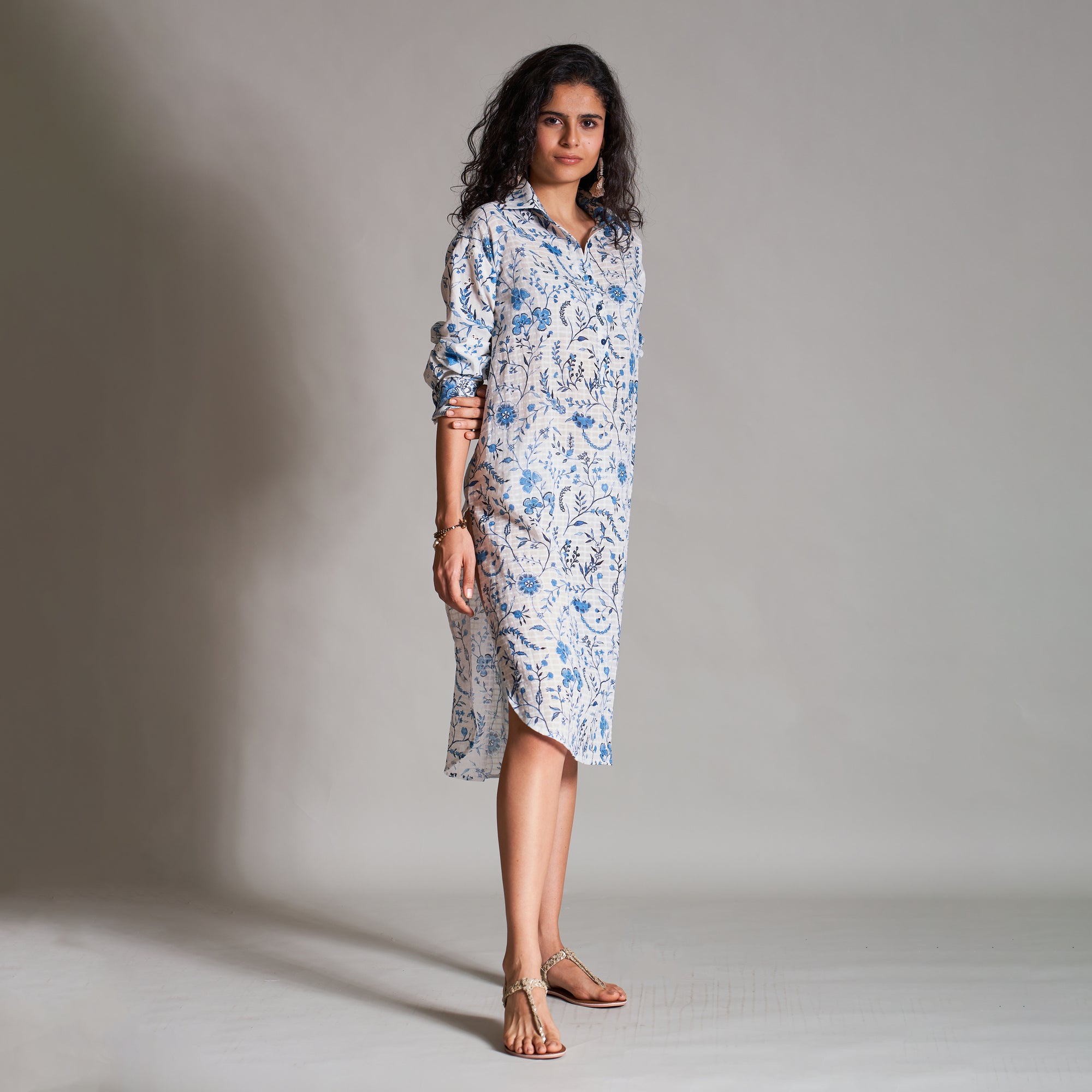 Vama Button Down Shirt Dress