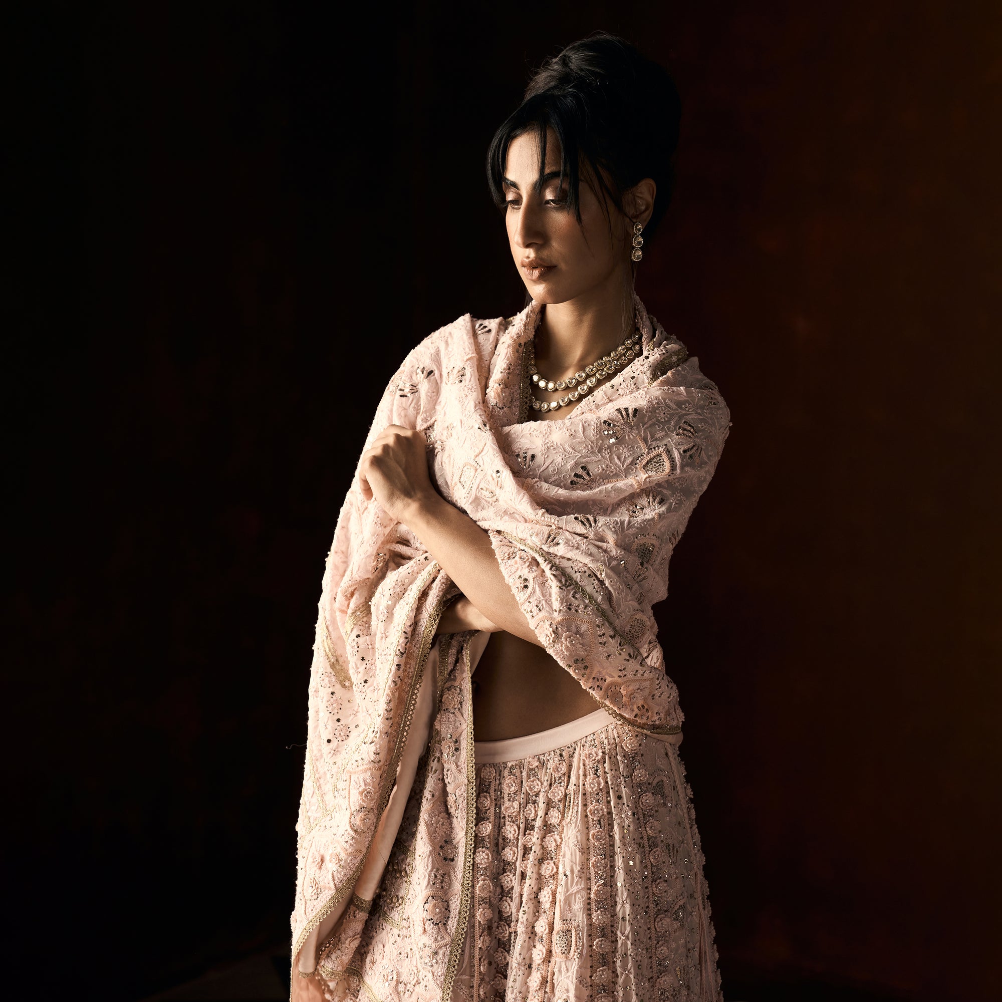 Ahliya Chikankari Blush Pink Lehanga