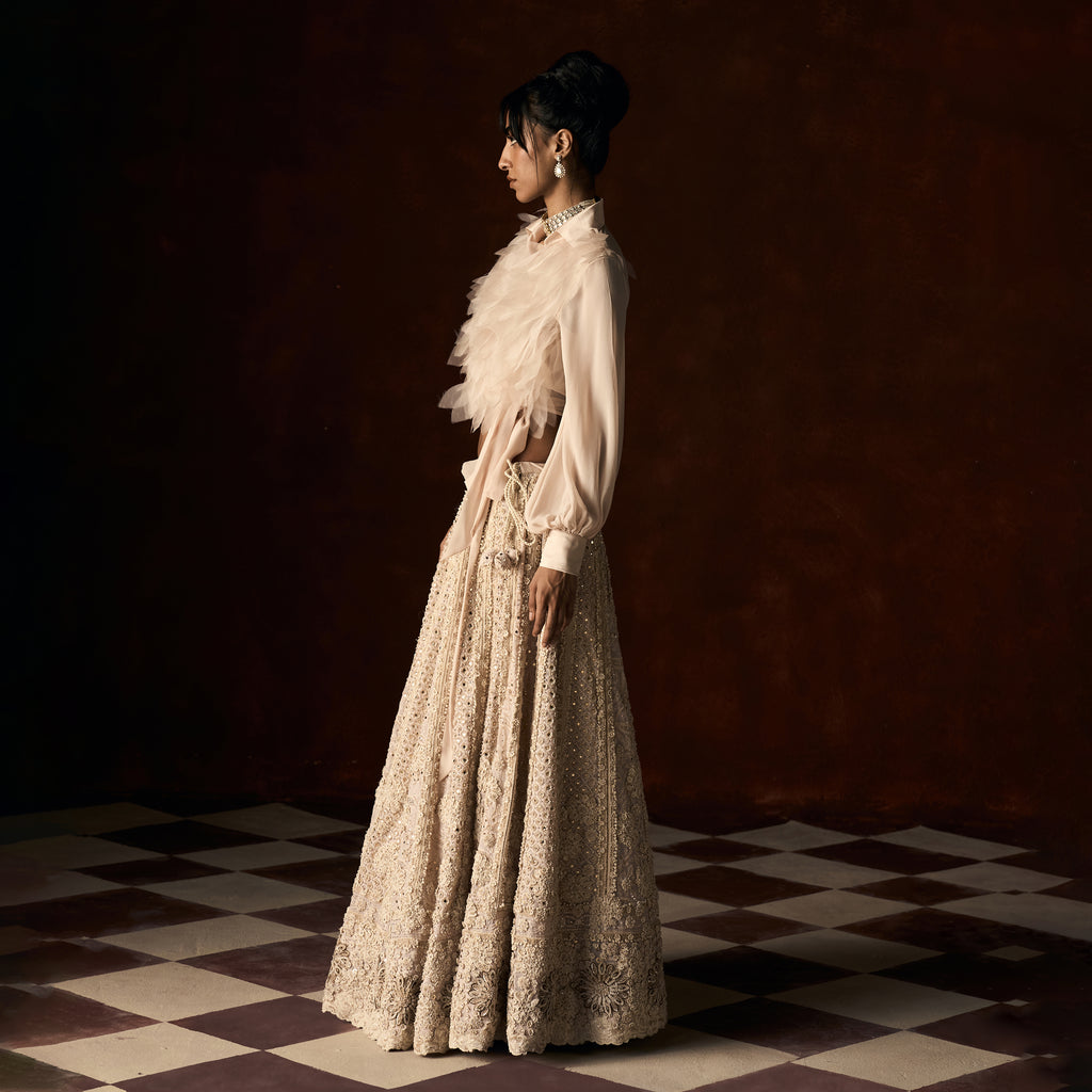 Chandrakala Chikankari Blush Peach Lehanga