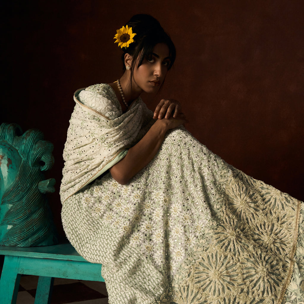 Sindhuja Chikankari Pale Mint Lehanga