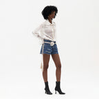 Shirt with pintuck detail and smocked sleeve with lace