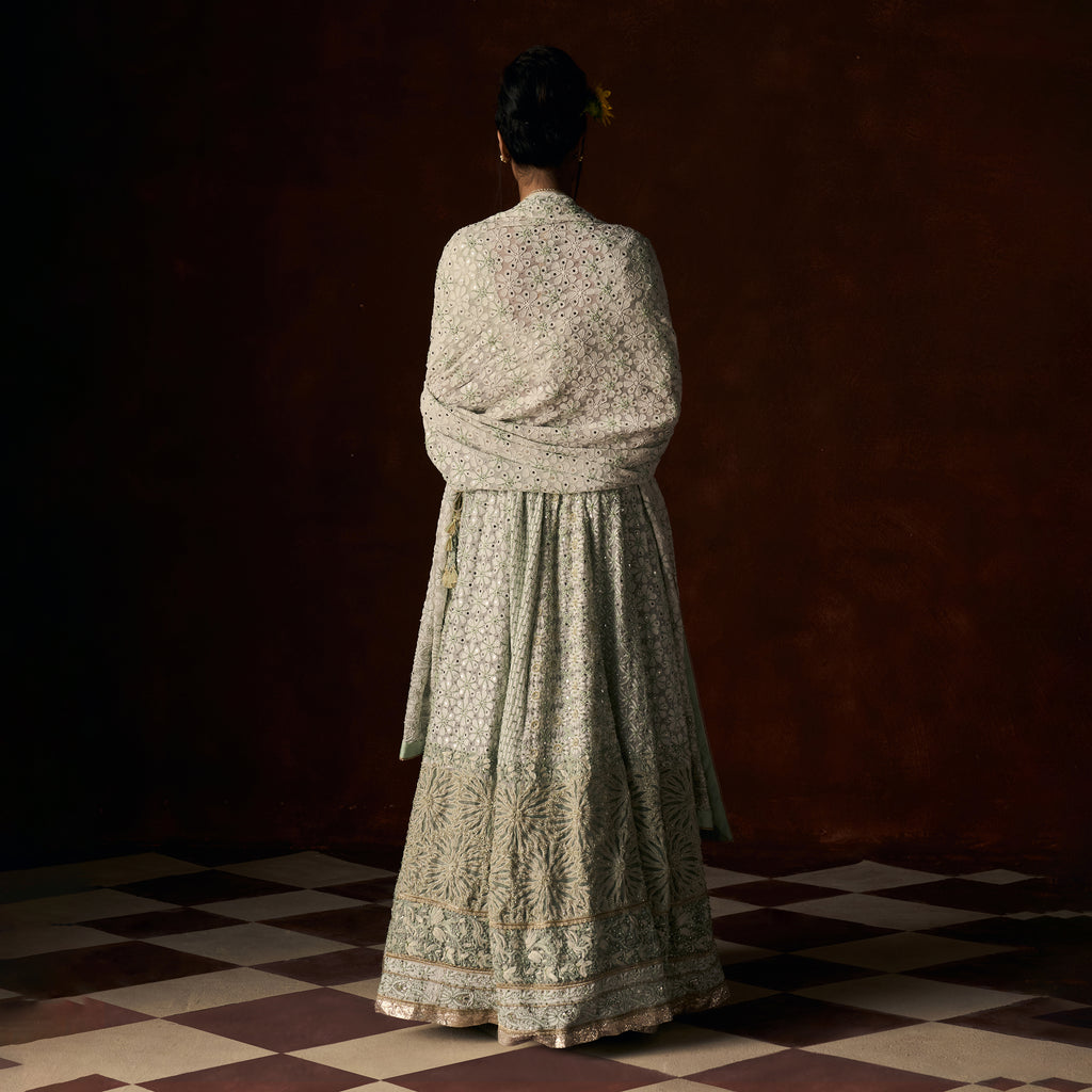 Sindhuja Chikankari Pale Mint Lehanga