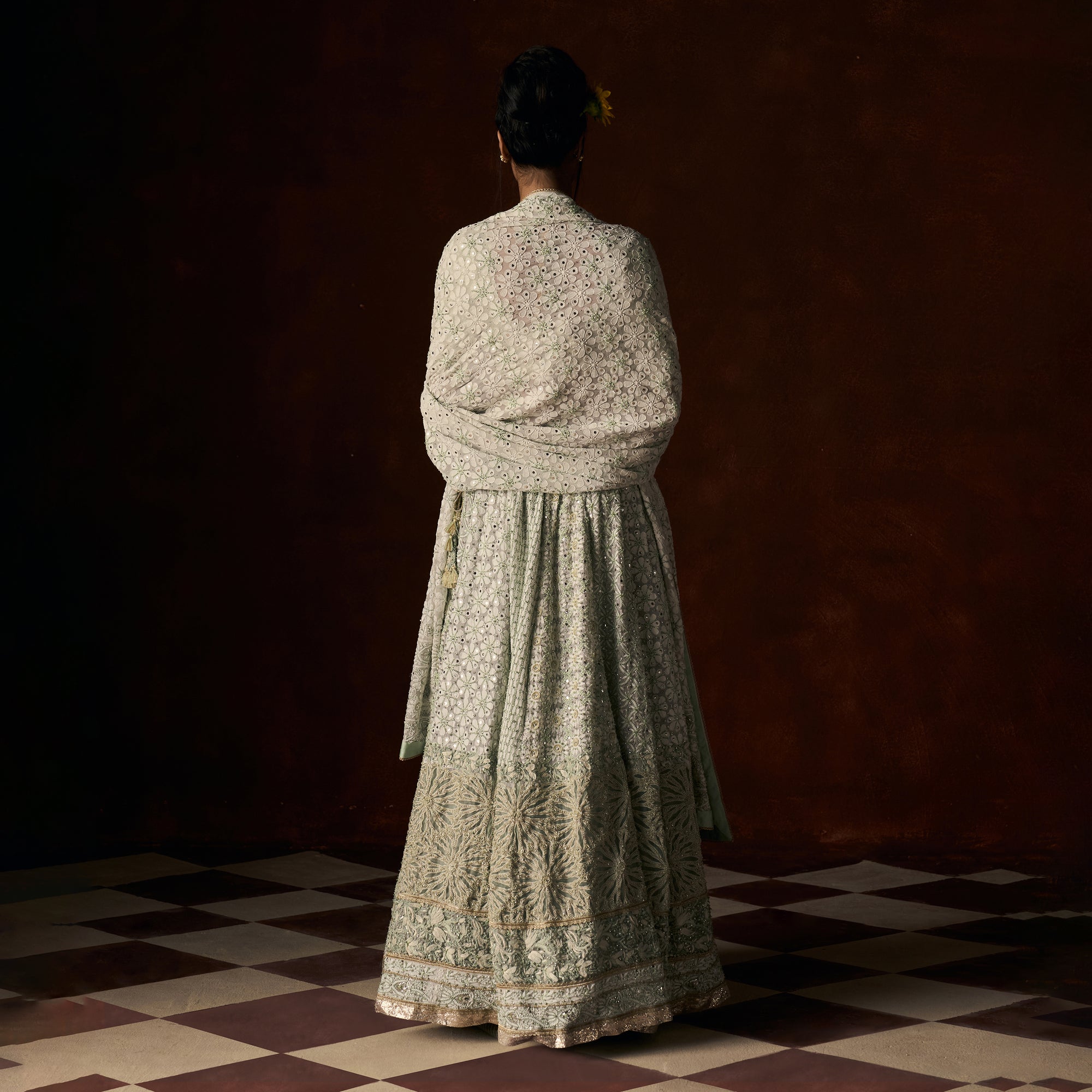 Sindhuja Chikankari Pale Mint Lehanga