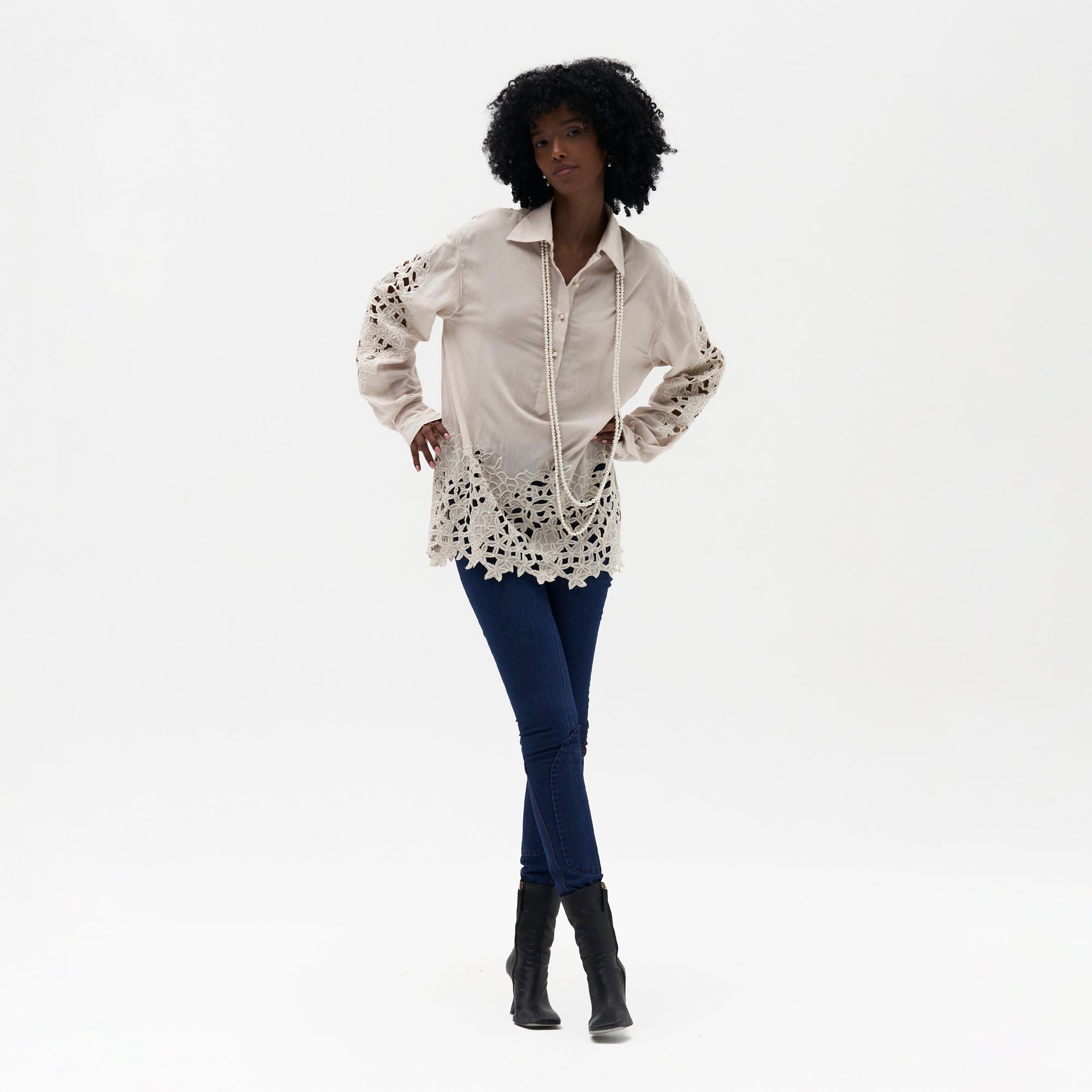 Embroidered Cutwork Shirt