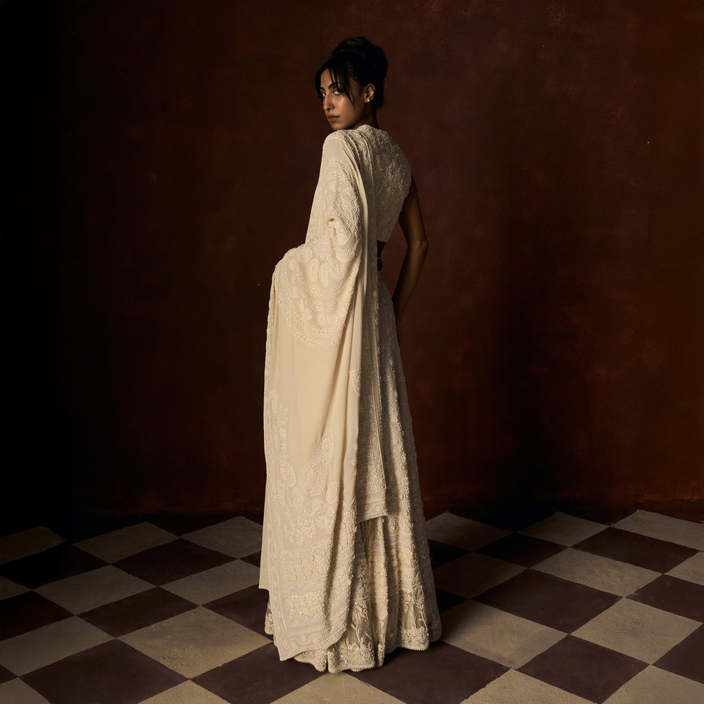 Hirabai Chikankari Ivory Lehanga