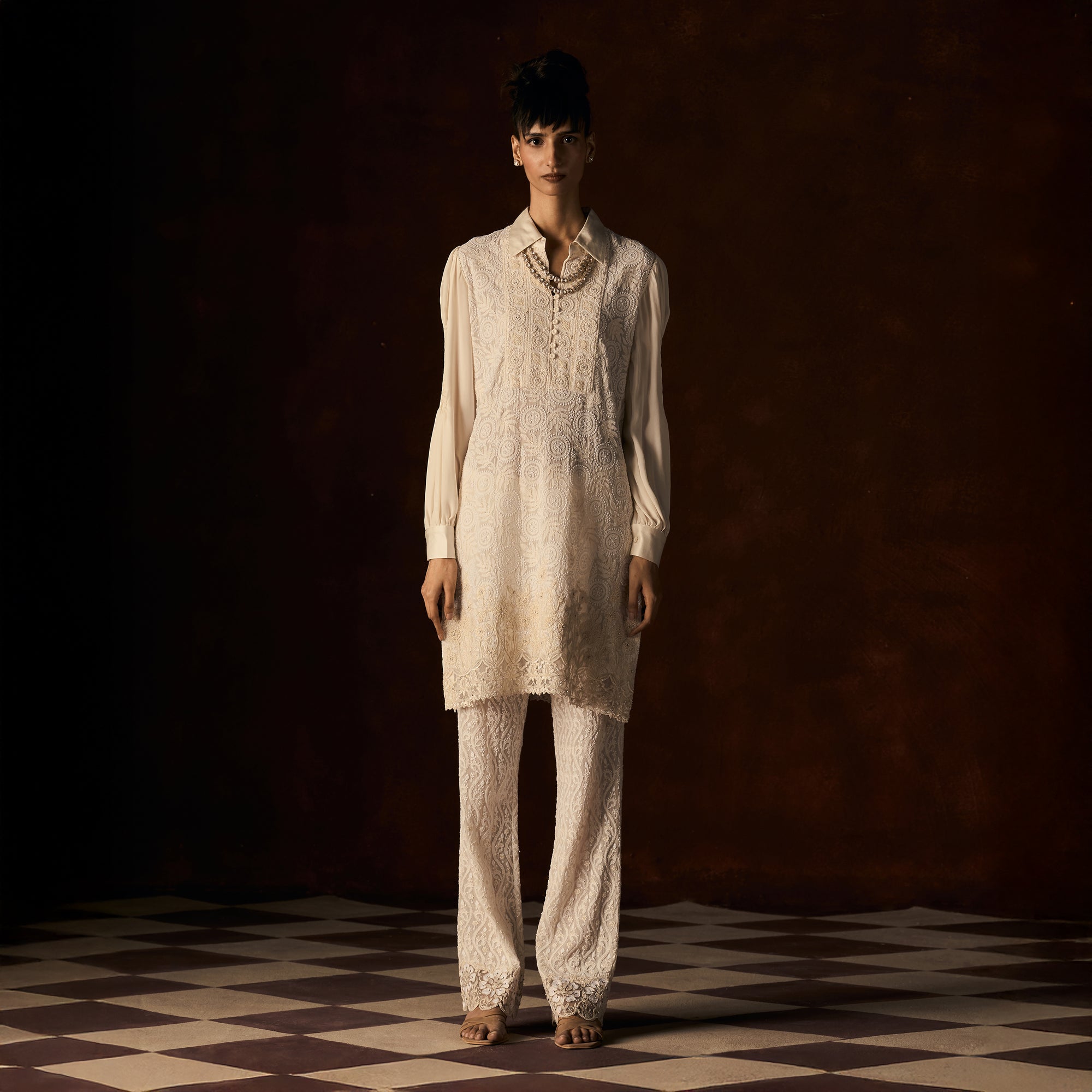 Indumati Chikankari Ivory Tunic