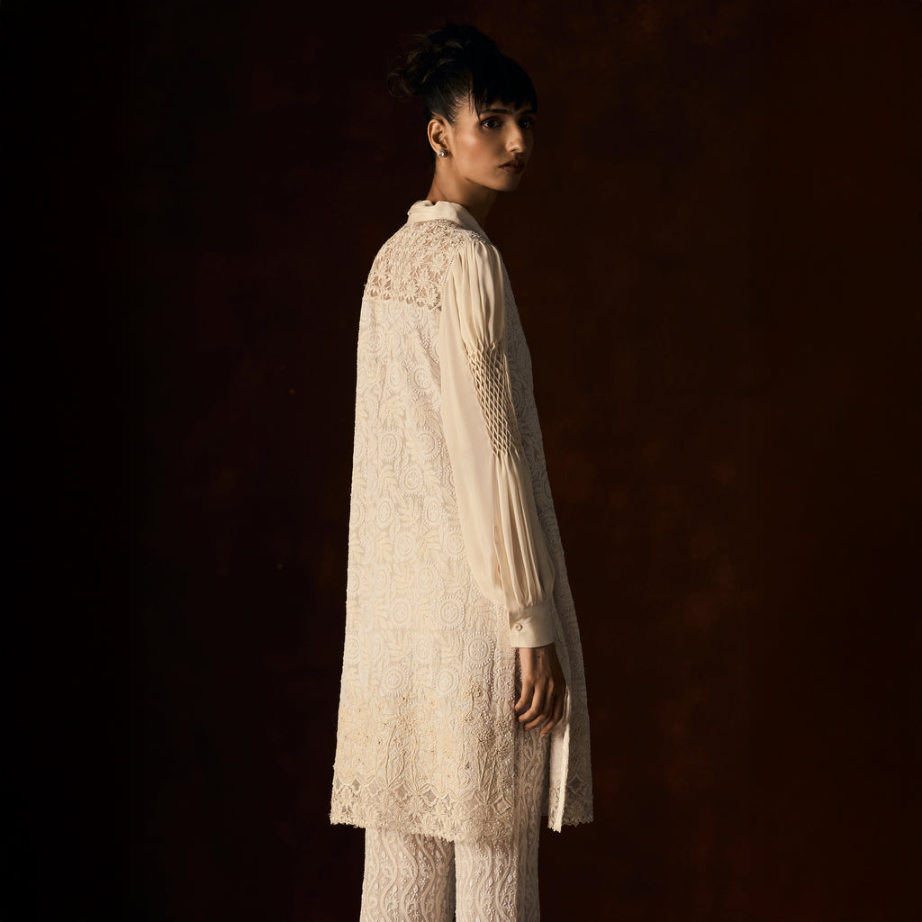 Indumati Chikankari Ivory Tunic