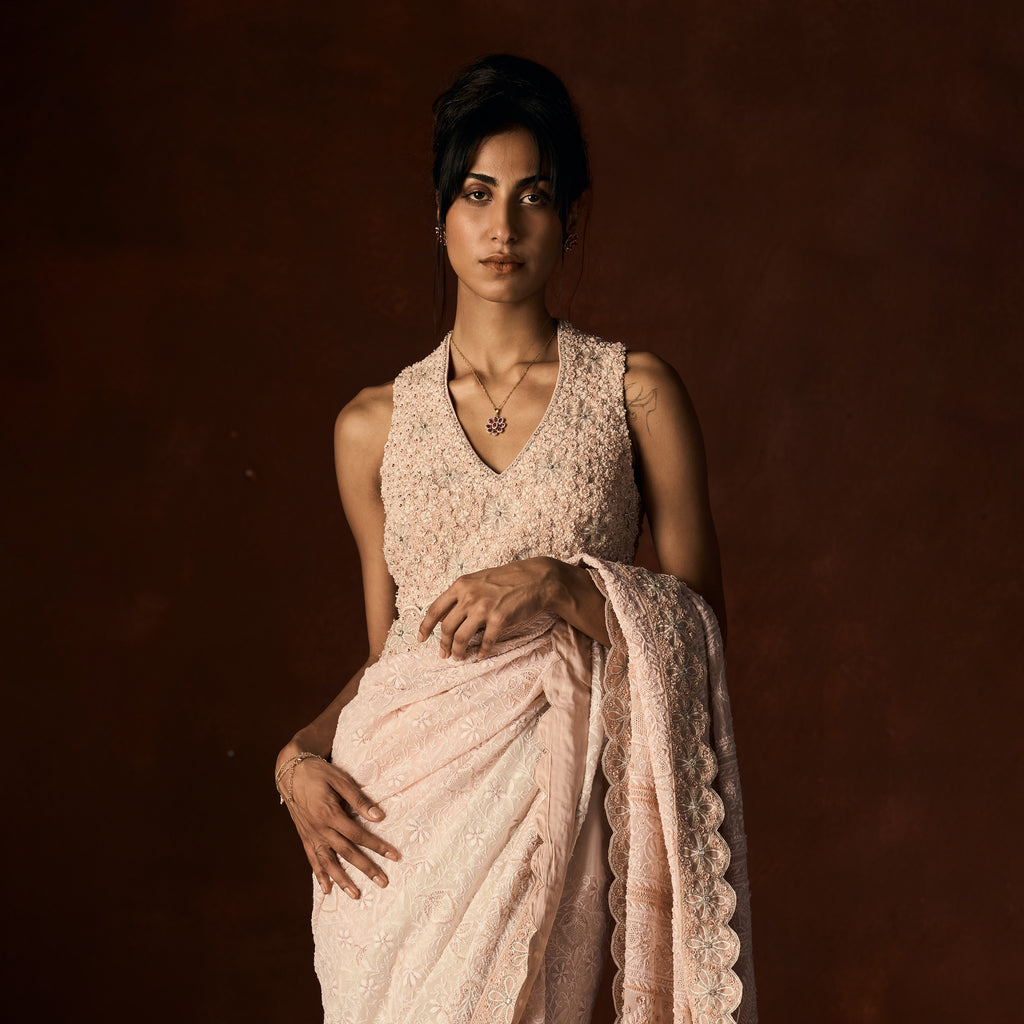 Vandana Embroidered Blush Pink Jewel Bodice