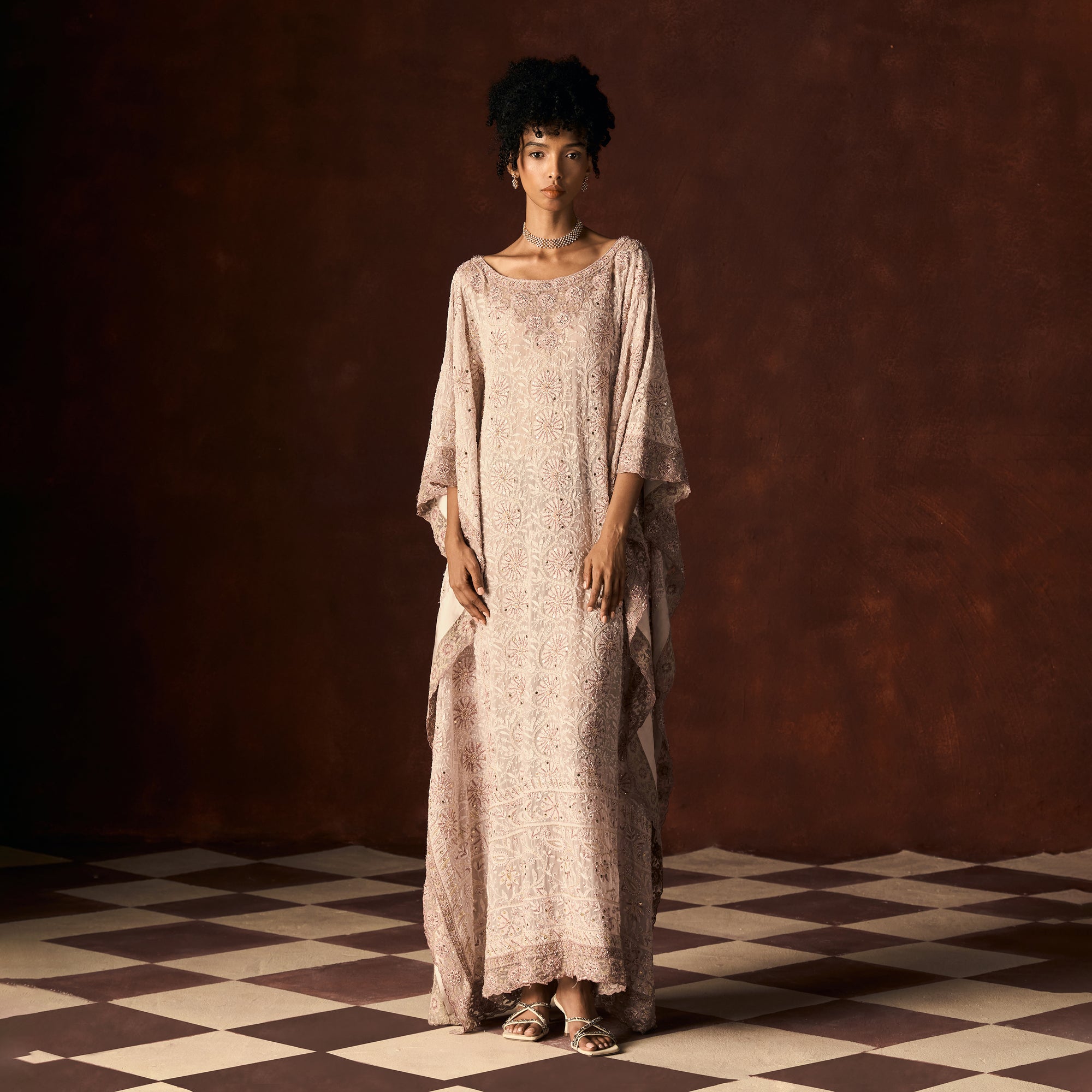 Mohini Chikankari Lavendar Kaftan Outfit