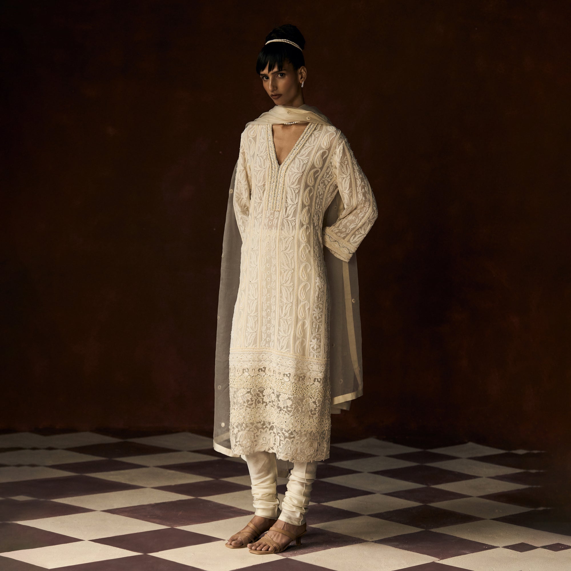 Rani Chikankari Ivory Cutwork Tunic