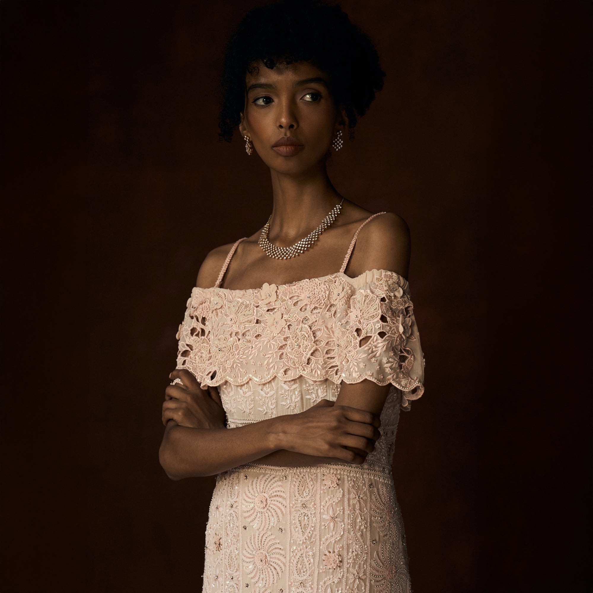 Kamalini Chikankari Off Shoulder Outfit