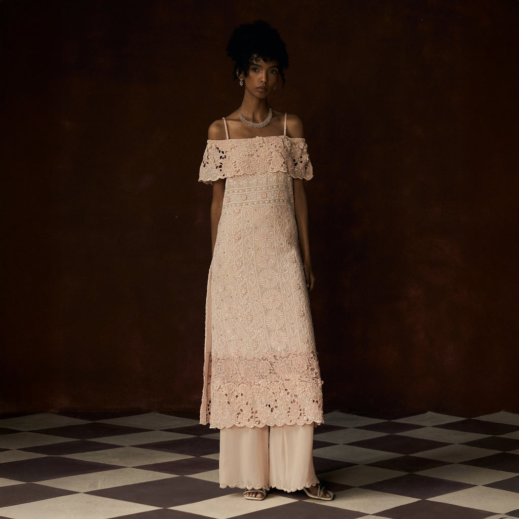 Kamalini Chikankari Off Shoulder Outfit