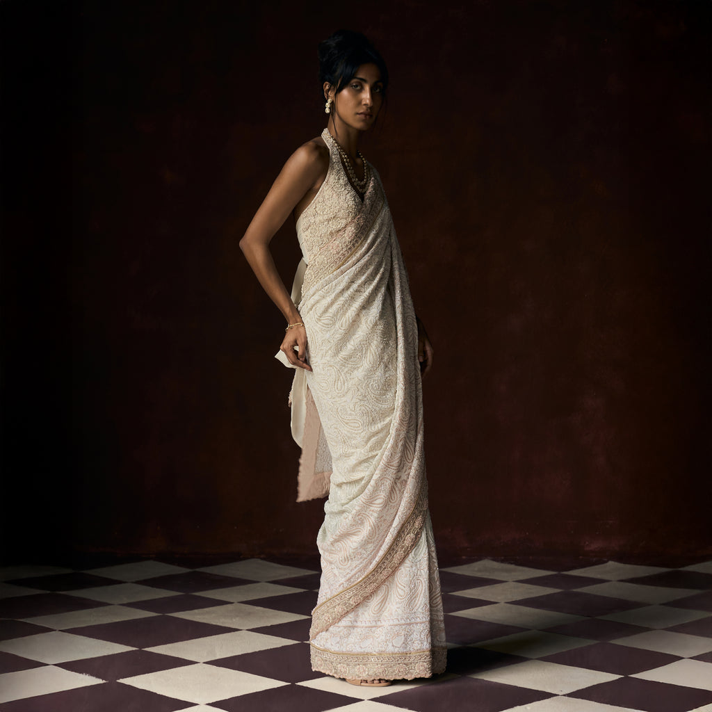 Tanishka Chikankari Ivory Saree