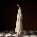 Ganga Chikankari Ivory Ultra Long Cutwork Applique Tunic