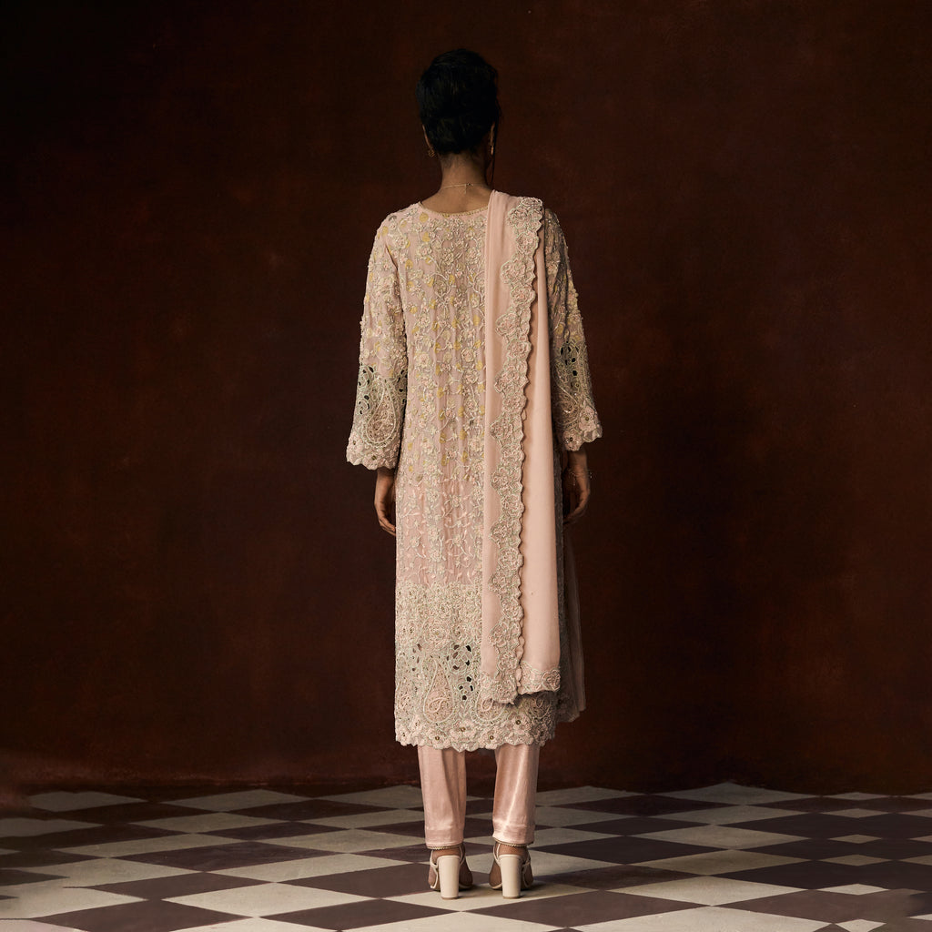 Kasturi Chikankari Pastel Patchwork Outfit