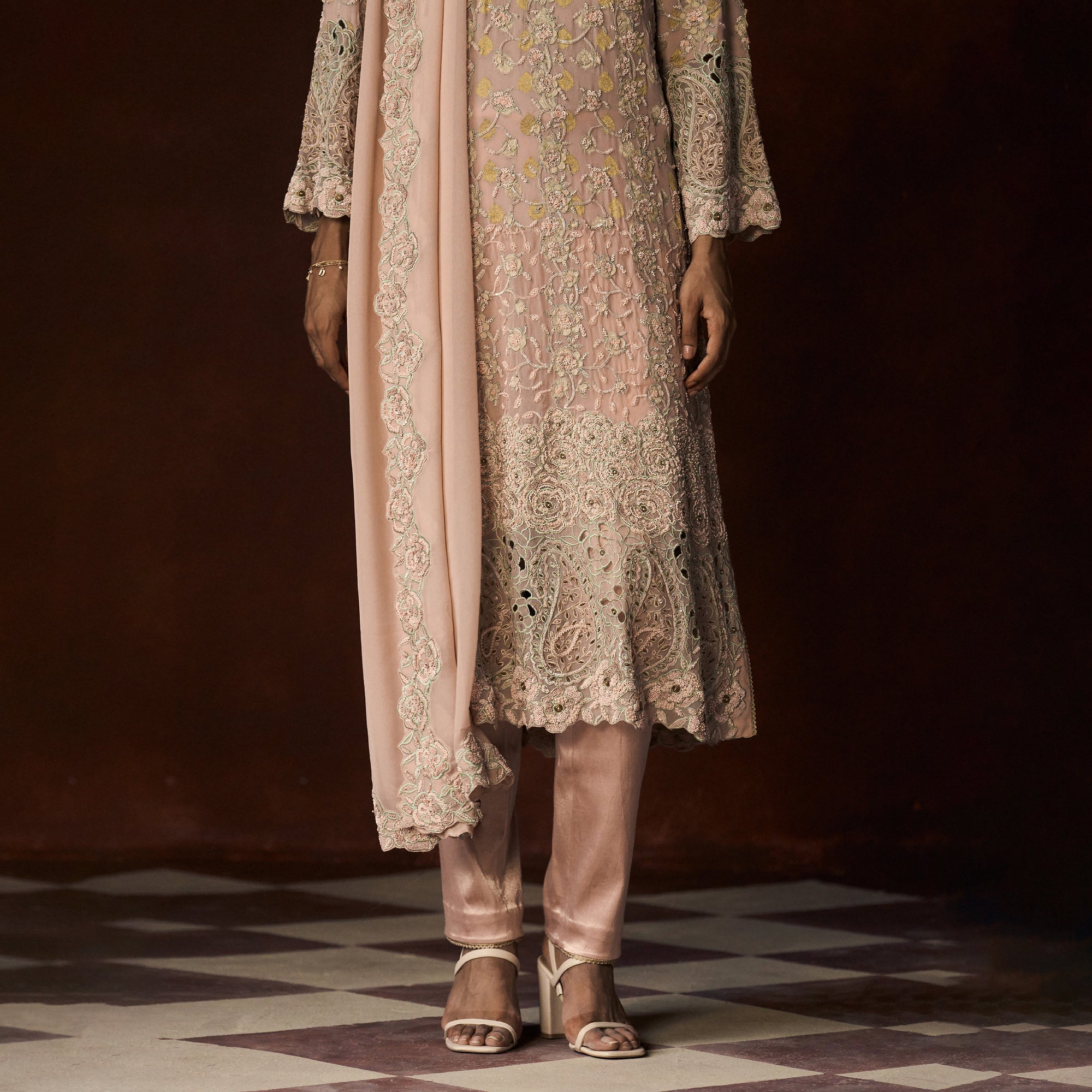 Kasturi Chikankari Pastel Patchwork Outfit