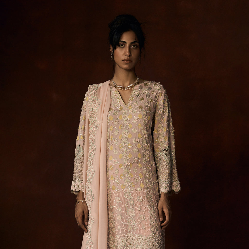 Kasturi Chikankari Pastel Patchwork Outfit