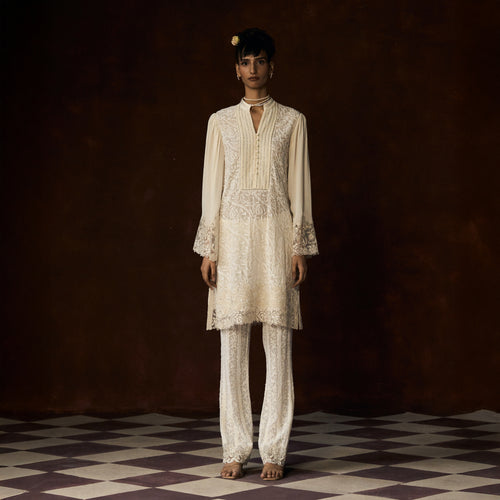 Sakini Chikankari Ivory Boot Leg Pant