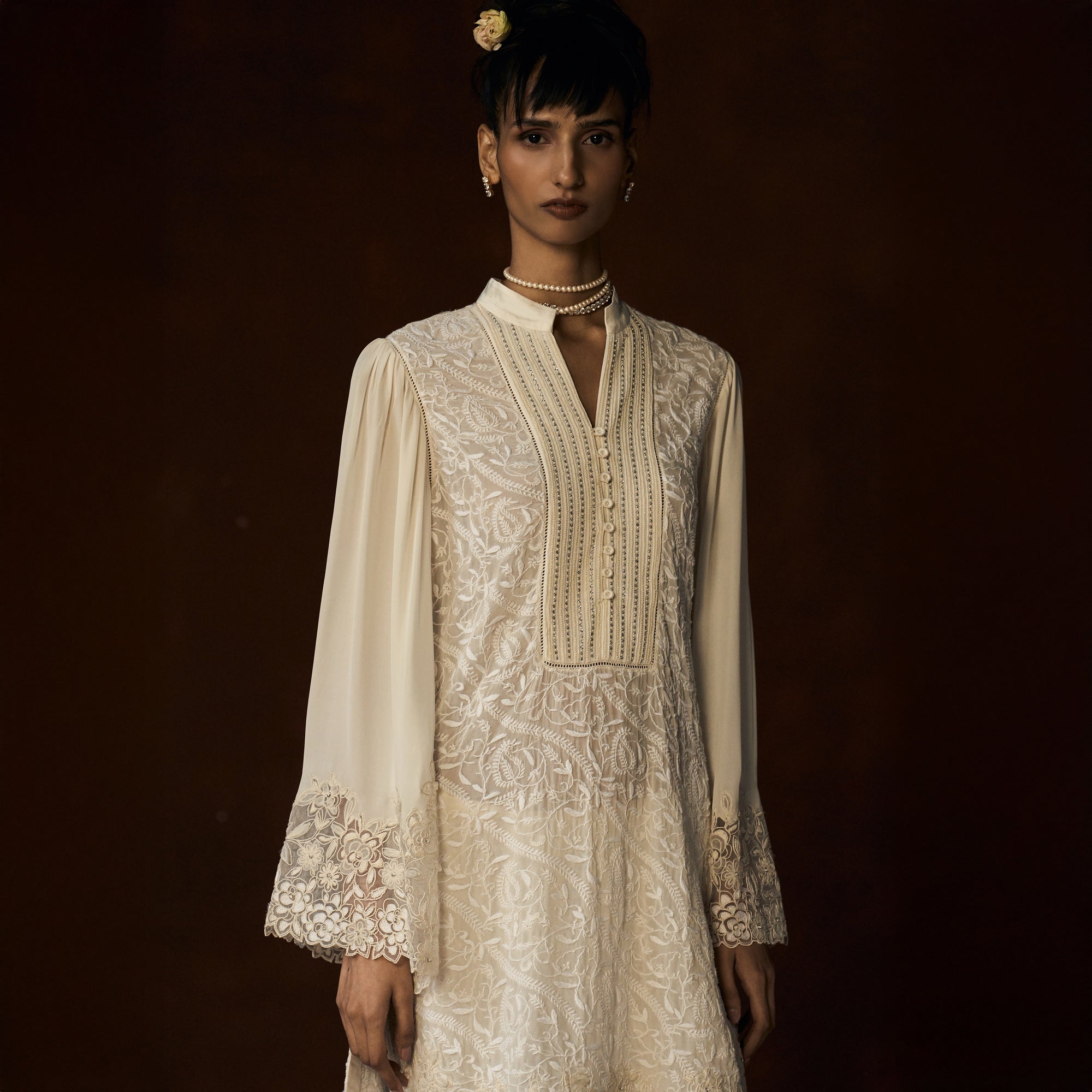 Mehrunisa Chikankari Ivory Tunic