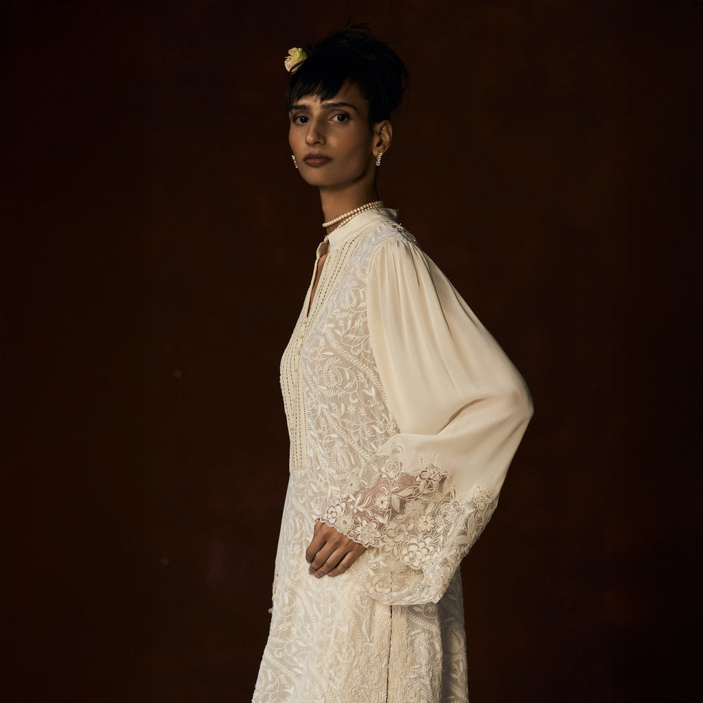 Mehrunisa Chikankari Ivory Tunic