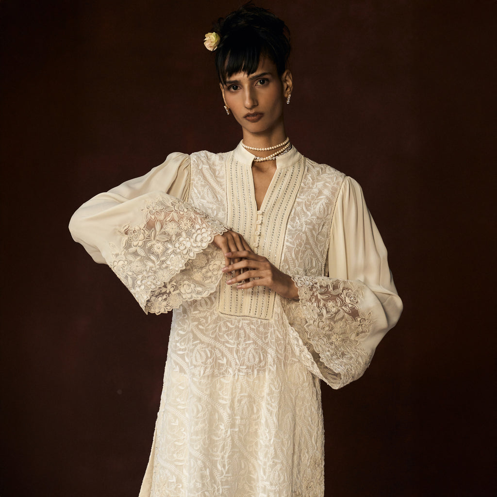 Mehrunisa Chikankari Ivory Tunic