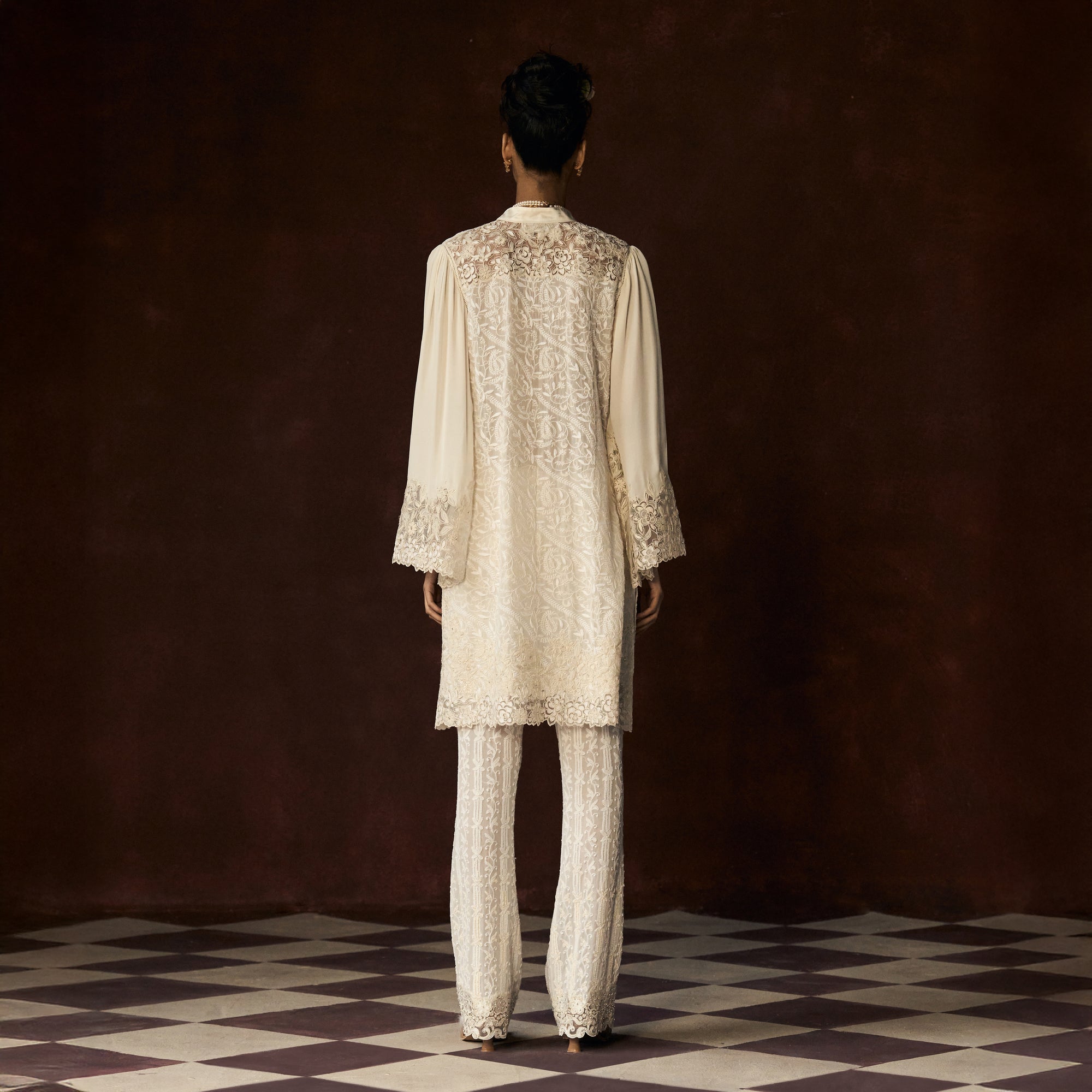 Sakini Chikankari Ivory Boot Leg Pant