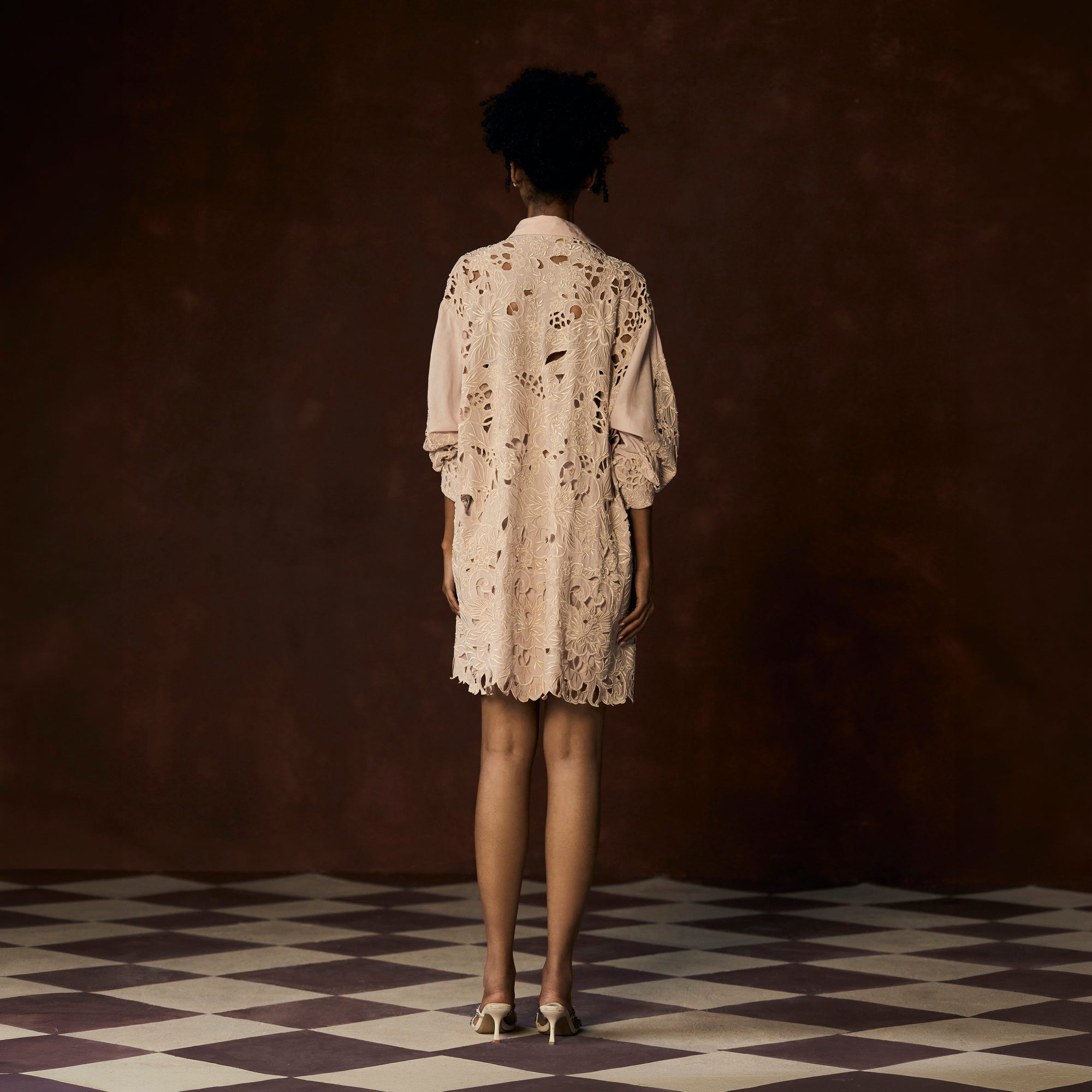 Embroidered Cutwork Shirt Dress