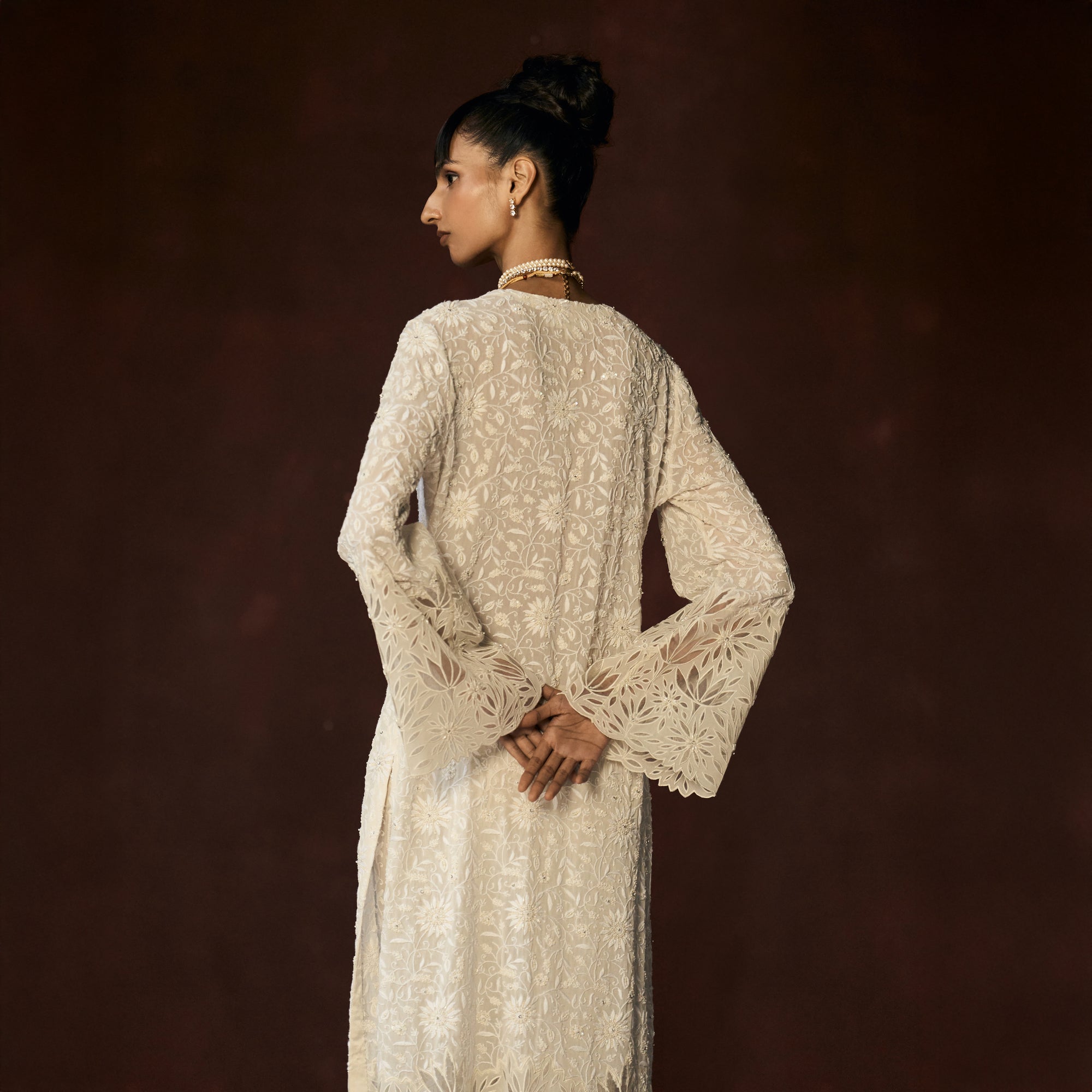 Sumitra Chikankari Ivory Long Tunic