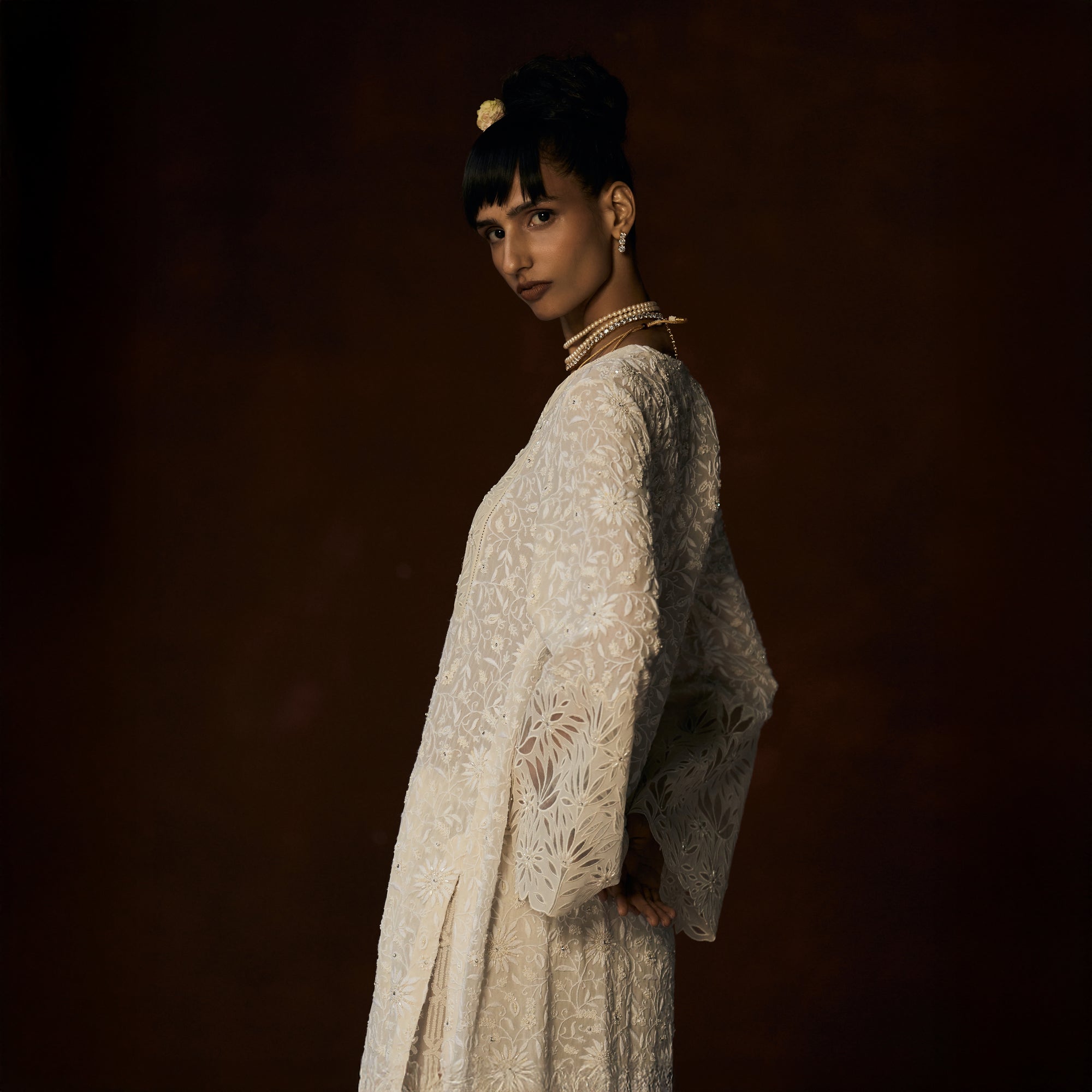 Sumitra Chikankari Ivory Long Tunic