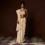 Rudrani Chikankari Blush Peach Saree