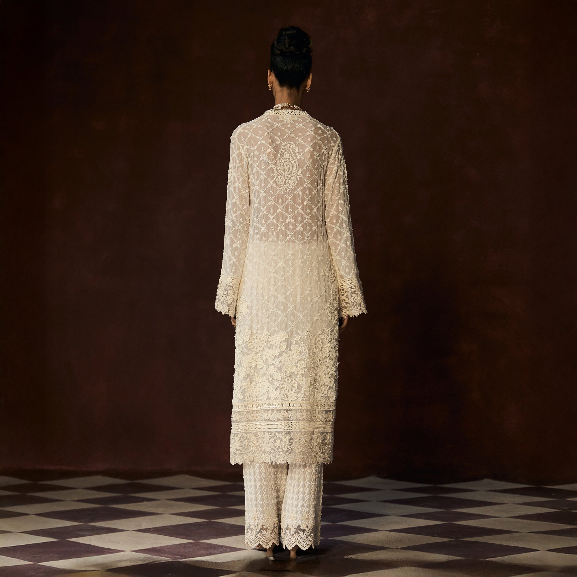 Rudrani Chikankari Ivory Long Tunic