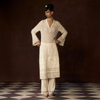 Rudrani Chikankari Ivory Long Tunic