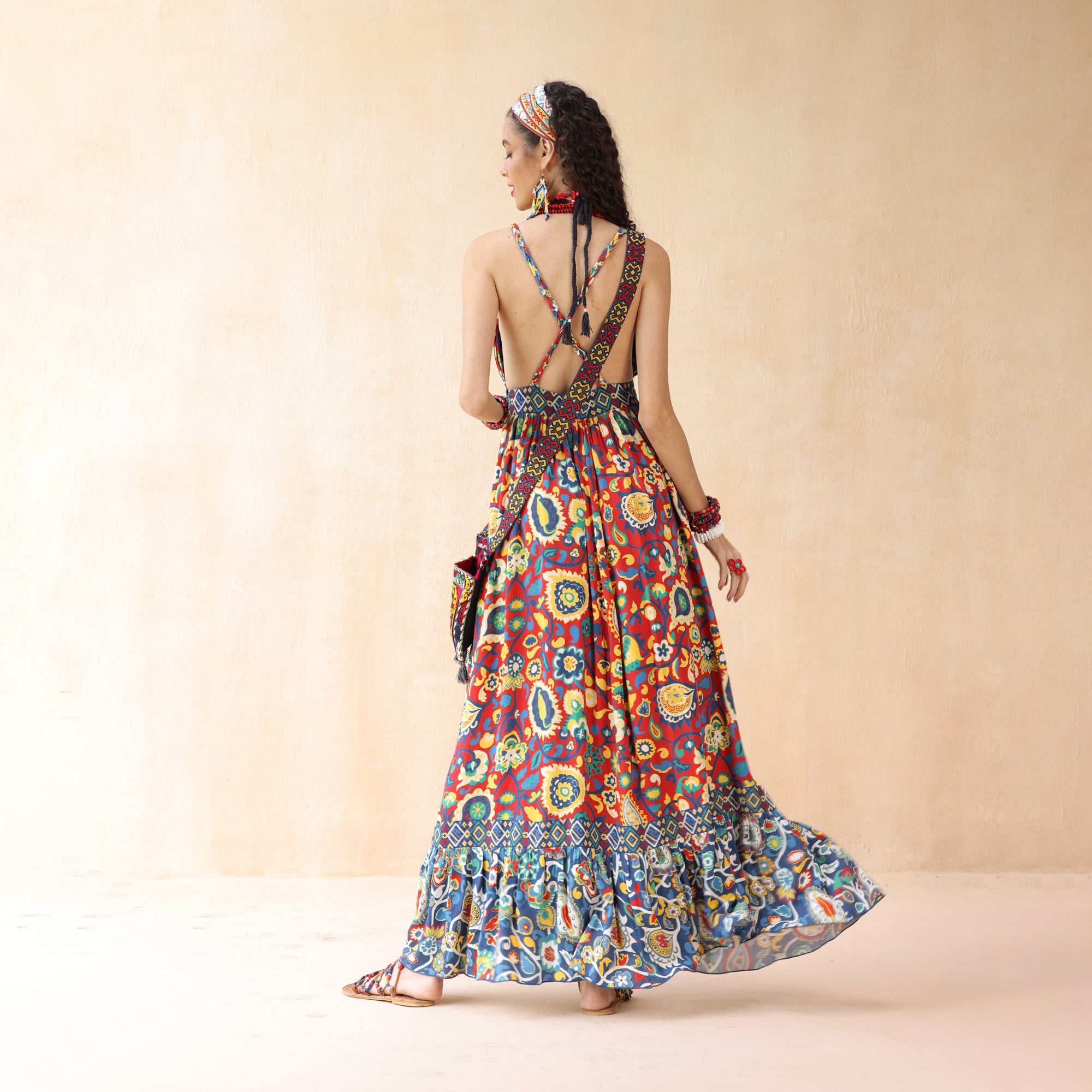 Rabia Crossover Braid Halter Dress
