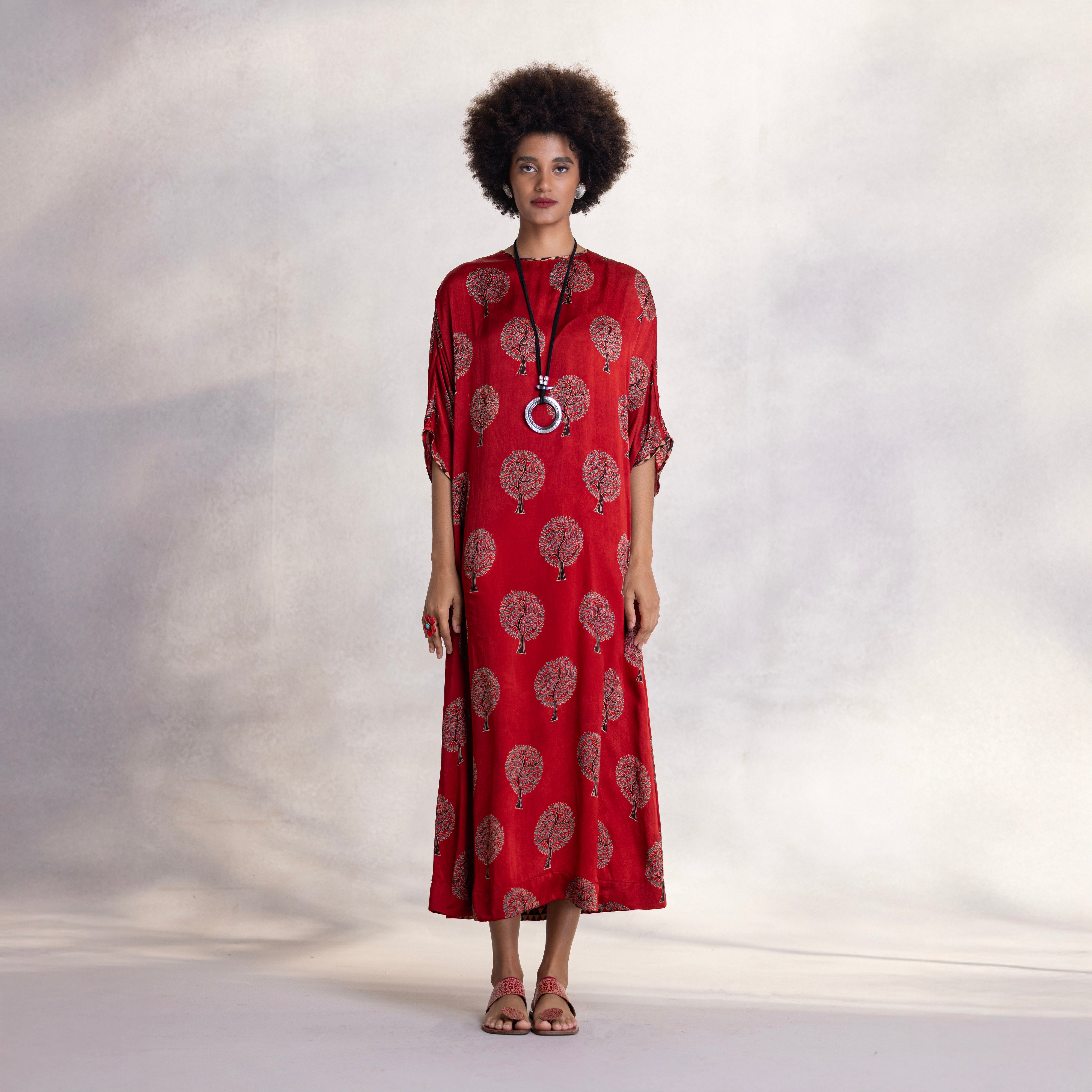 Payal Jain Advika modal satin dress with raglan sleeves