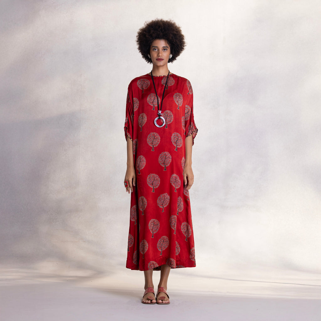 Payal Jain Advika modal satin dress with raglan sleeves