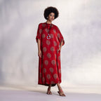 Modal satin dress with relaxed silhouette and fluid drape
